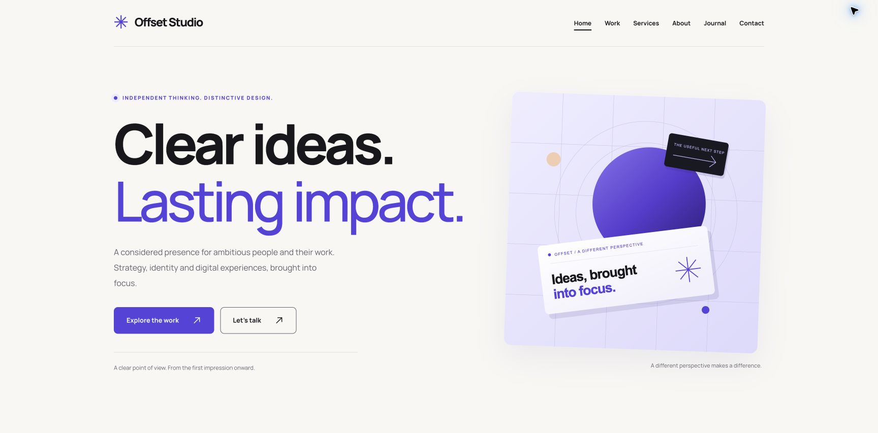 Offset Studio homepage in its Day palette
